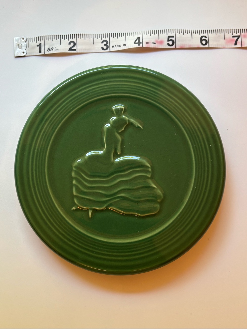 Fiesta Homer Laughlin Green Dancing Lady Ceramic Trivet Lead Free USA